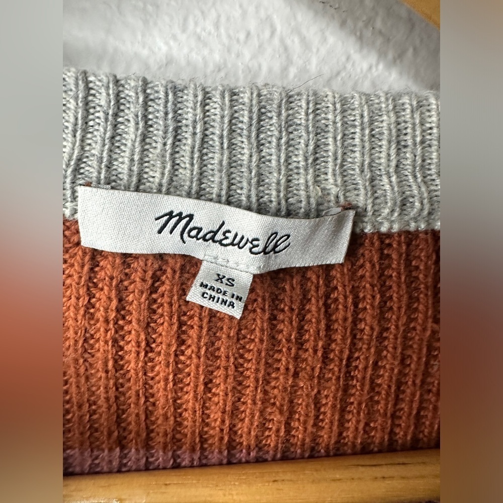 Madewell Thompson Pocket Pullover Sweater Arctic Ice Stripe Size XS - Picture 4 of 8